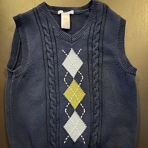 EUC Janie and Jack Boys Sweater Vest Size 6 Navy with argyle Easter Photos